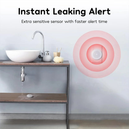 Wi-Fi Water Leak Detector, Water Detector Alarm with 656Ft Transmission Range, Leak Alert Email & SMS Notification , 3 Detectors & 1 Hub, for Kitchens, Basements, Bathrooms