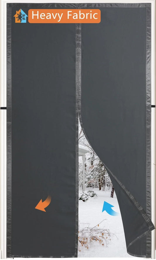 Magnetic Thermal Insulated Door Curtain Thicker Layered Fabric Self Closing