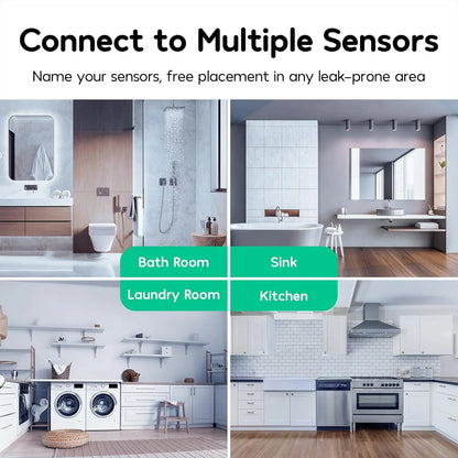 Wi-Fi Water Leak Detector, Water Detector Alarm with 656Ft Transmission Range, Leak Alert Email & SMS Notification , 3 Detectors & 1 Hub, for Kitchens, Basements, Bathrooms