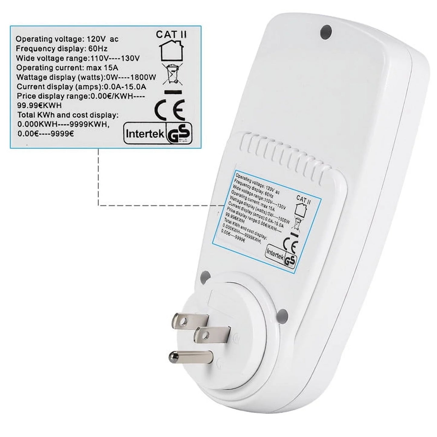Electricity Usage Monitor Power Meter Energy Watt Volt Consumption with LCD Display Overload for Home Kitchen