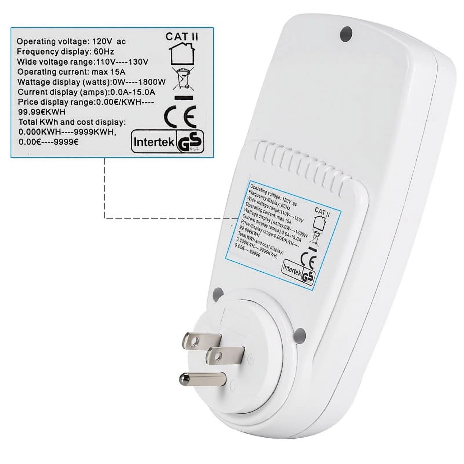 Electricity Usage Monitor Power Meter Energy Watt Volt Consumption with LCD Display Overload for Home Kitchen