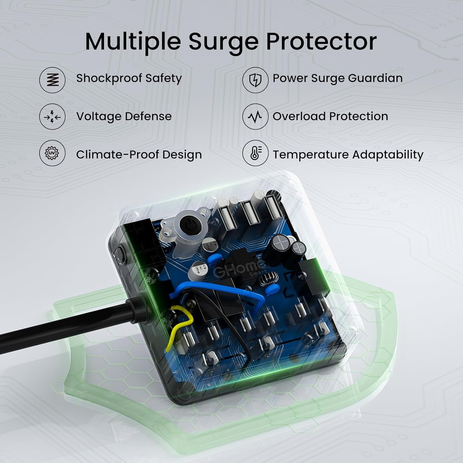 Power Strip with 3 USB Ports & 3 Smart Outlets Plugs That Work with Alexa & Google Home, Wifi Surge Protector, Flat Plug for Home Office Travel, 10A