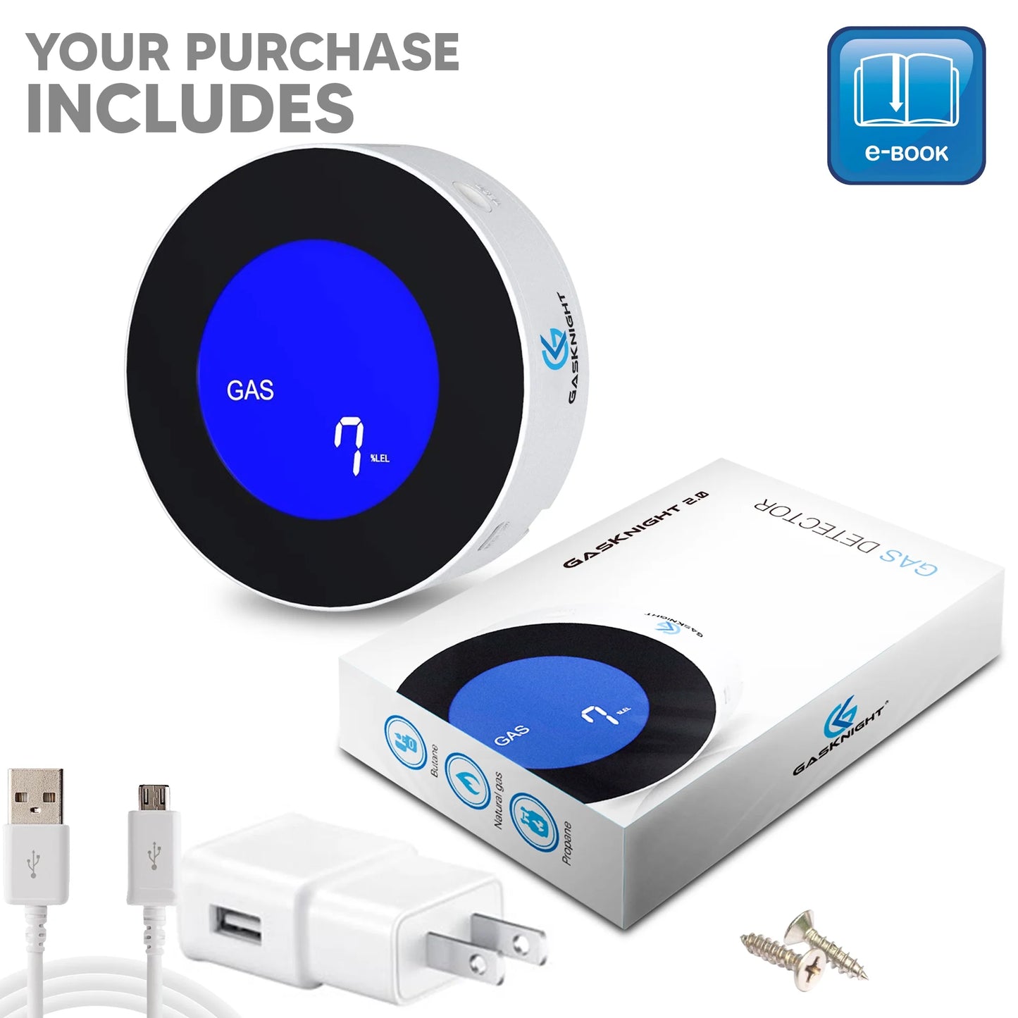 2.0 Natural Gas Detector, Propane Detector, Natural Gas Leak Detection. Plug-In Gas Leak Alarm W LCD Display