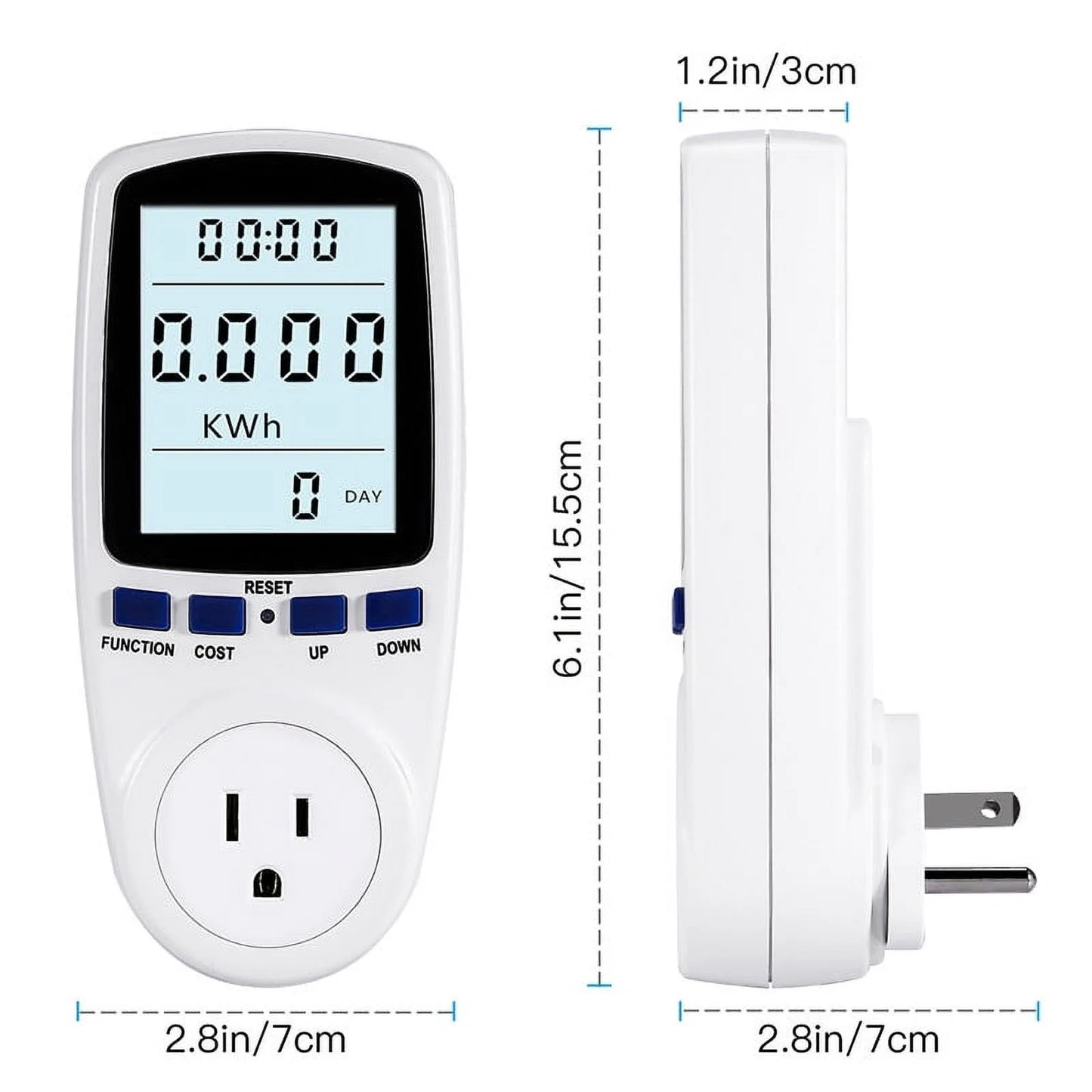 Electricity Usage Monitor Power Meter Energy Watt Volt Consumption with LCD Display Overload for Home Kitchen