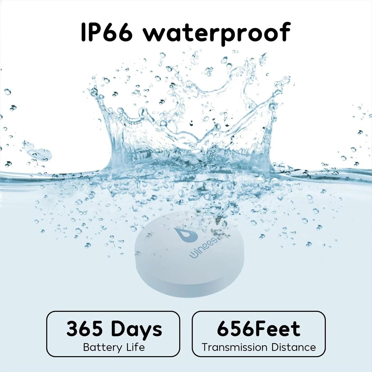 Wi-Fi Water Leak Detector, Water Detector Alarm with 656Ft Transmission Range, Leak Alert Email & SMS Notification , 3 Detectors & 1 Hub, for Kitchens, Basements, Bathrooms