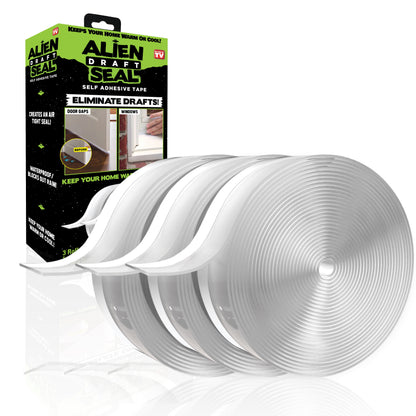 Alien Seal Draft Seal Window Door Seal Strip Transparent Windproof Sealing Tape Self Adhesive Draft Seal Tape 3 Rolls 49Ft