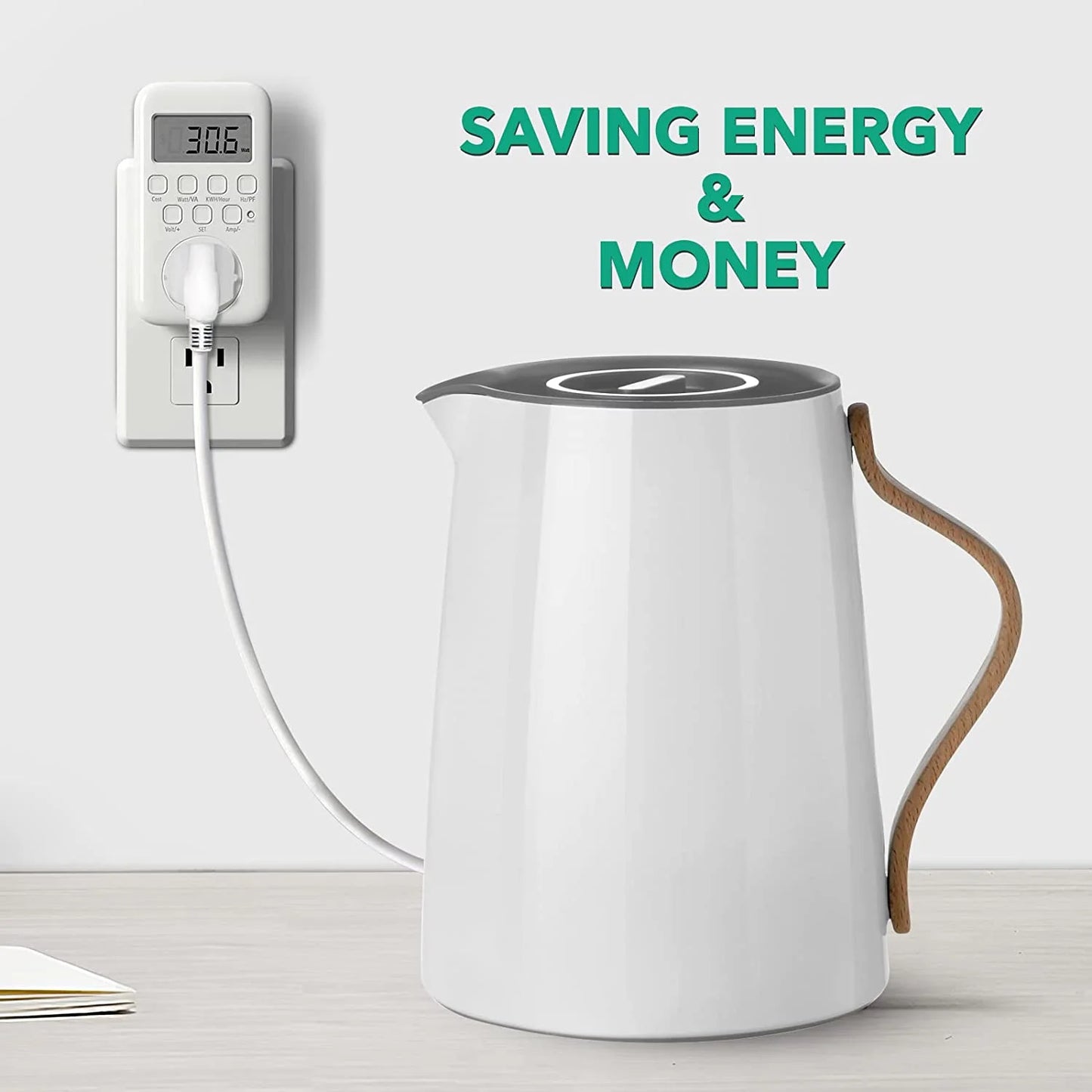 Watt Meter Plug, Plug-In Socket Power Meter Electricity Usage Monitor Consumption Home Electrical Energy Monitor, Voltage Amps Wattage Electricity Usage Tester, 9 Display Modes